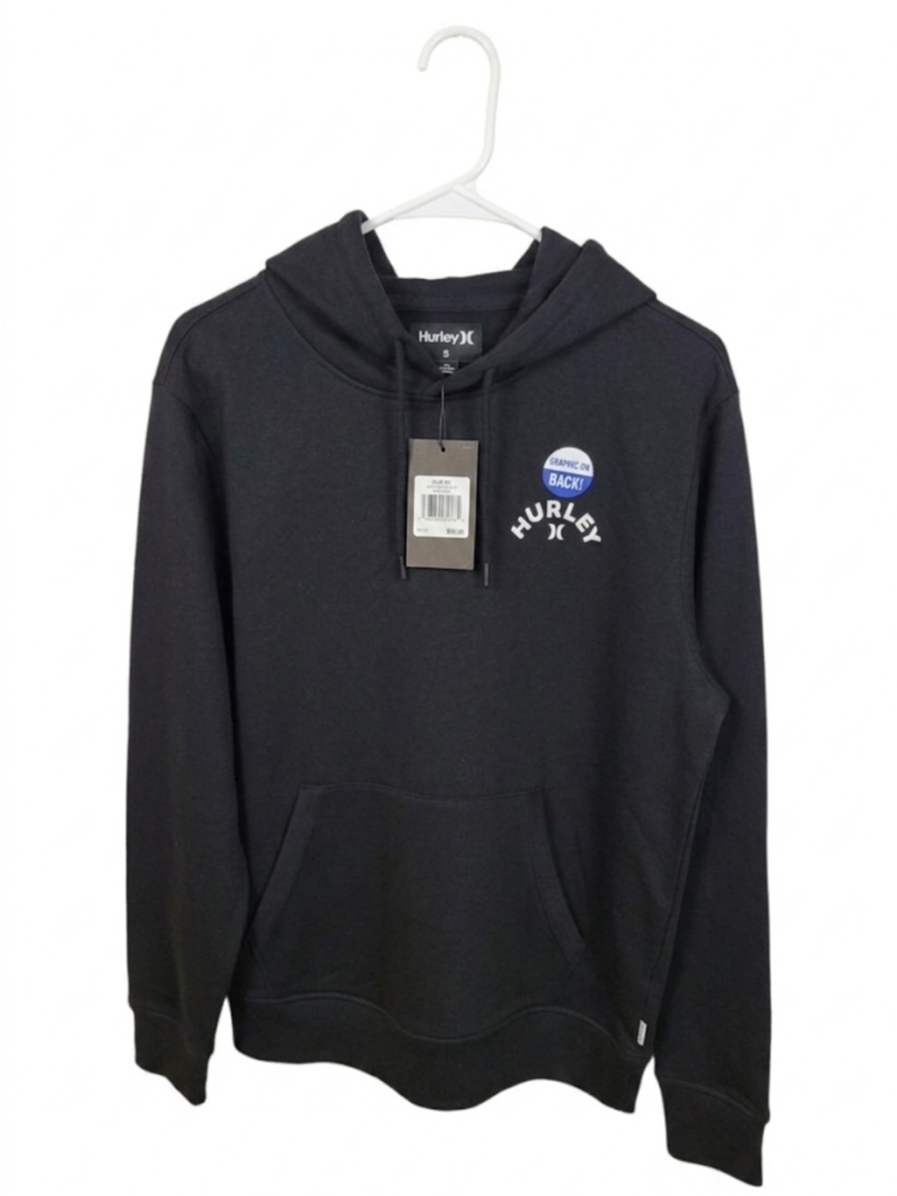 Hurley Black Pullover Hoodie with Small Chest Logo